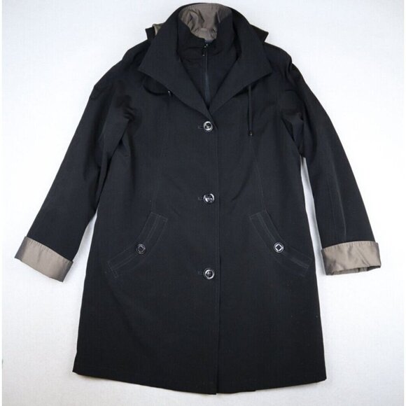 GALLERY - WOMEN'S BLACK HOODED JACKET WITH REMOVABLE LINER - SIZE S - Picture 4 of 11